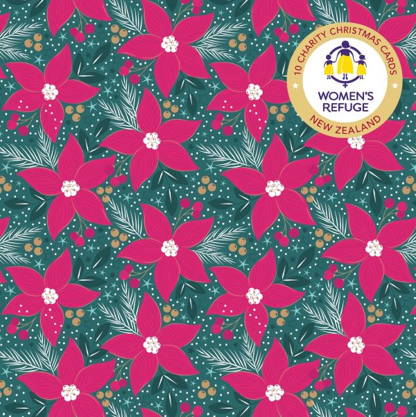 Christmas Flowers - Christmas Cards - Womens Refuge Charity - 10 Pack