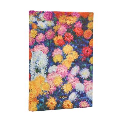 2027 Monets Chrysanthemums Maxi 12-Month Hardcover Dayplanner (Elastic Band Closure) Horizontal