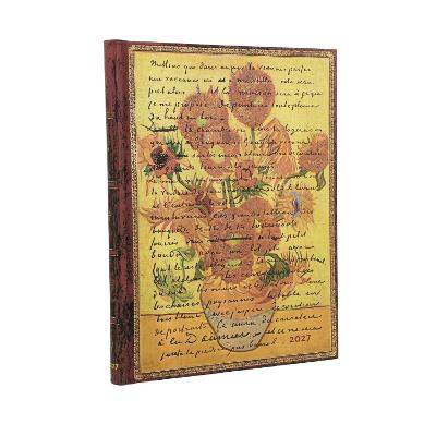 2027 Van Gogh, Sunflowers (Embellished Manuscripts Collection) Ultra 12-Month Hardcover Dayplanner (Elastic Band Closure) Vertical